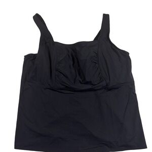 LANDS' END Tankini‎ Top Women's 24W Black Square Neck Underwire Swimsuit